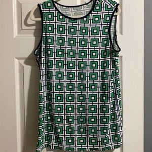Jonathan Adler Green and White Geometric Tank Top
